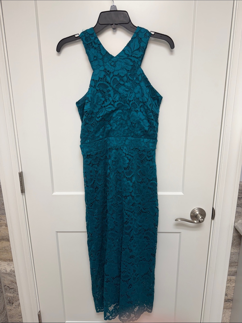 Sam Edelman Teal Lace Maxi Dress - Sleeveless Halter Style